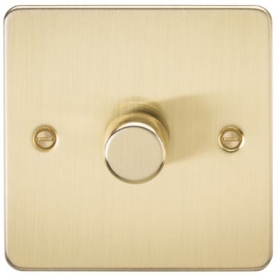 Picture of 1GANG 2WAY  DIMMER FLAT PLATE
10-200W/LED 5-150W BRUSHED BRASS