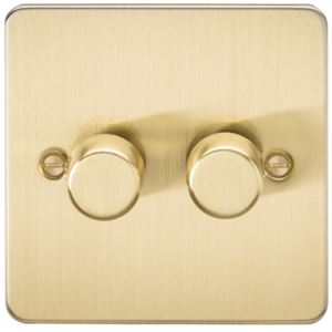 Picture of 2GANG 2WAY  DIMMER FLAT PLATE
10-200W/LED 5-150W BRUSHED BRASS