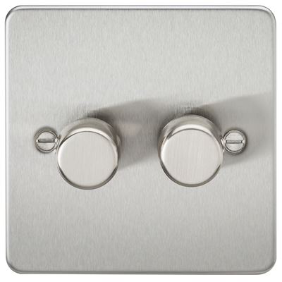 Picture of 2GANG 2WAY  DIMMER FLAT PLATE
10-200W/LED 5-150W BRUSHED CHROME