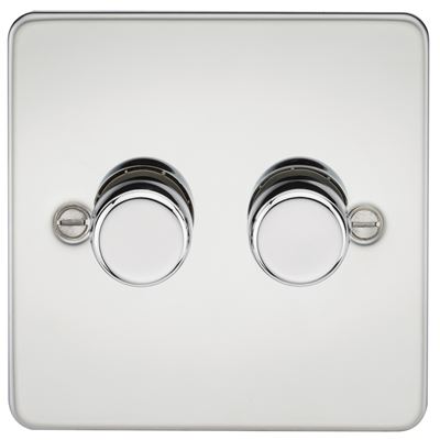 Picture of 2GANG 2WAY  DIMMER FLAT PLATE
10-200W/LED 5-150W POLISHED CHROME