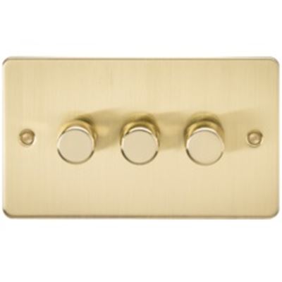 Picture of 3GANG 2WAY  DIMMER FLAT PLATE
10-200W/LED 5-150W BRUSHED BRASS
