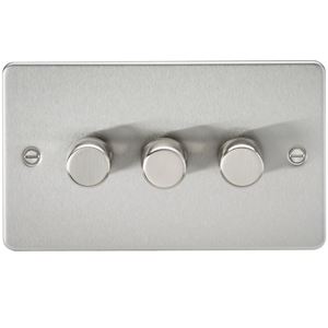 Picture of 3GANG 2WAY  DIMMER FLAT PLATE
10-200W/LED 5-150W BRUSHED CHROME