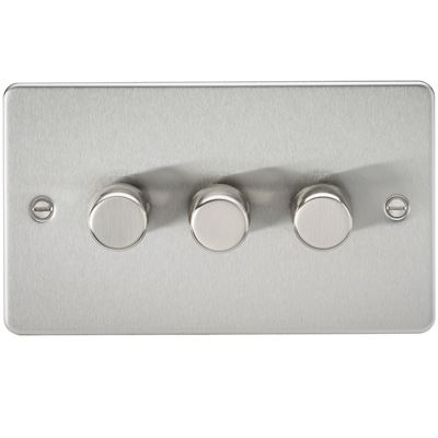 Picture of 3GANG 2WAY  DIMMER FLAT PLATE
10-200W/LED 5-150W BRUSHED CHROME