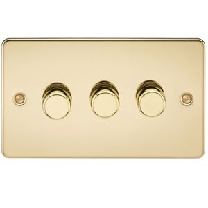 Picture of 3GANG 2WAY  DIMMER FLAT PLATE
10-200W/LED 5-150W POLISHED BRASS