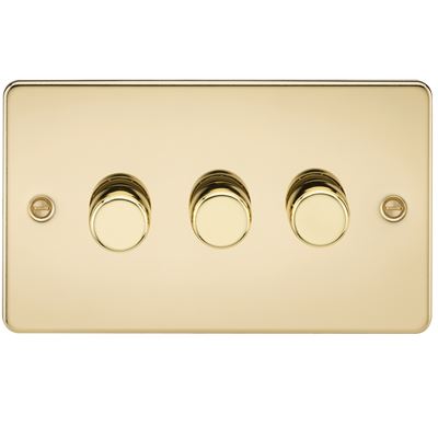 Picture of 3GANG 2WAY  DIMMER FLAT PLATE
10-200W/LED 5-150W POLISHED BRASS