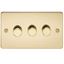 Picture of 3GANG 2WAY  DIMMER FLAT PLATE
10-200W/LED 5-150W POLISHED BRASS