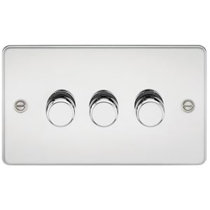 Picture of 3GANG 2WAY  DIMMER FLAT PLATE
10-200W/LED 5-150W POLISHED CHROME