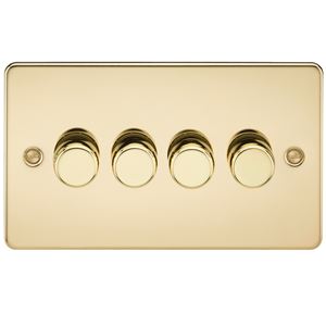 Picture of 4GANG 2WAY  DIMMER   FLAT PLATE
10-200W/LED 5-150W POLISHED BRASS