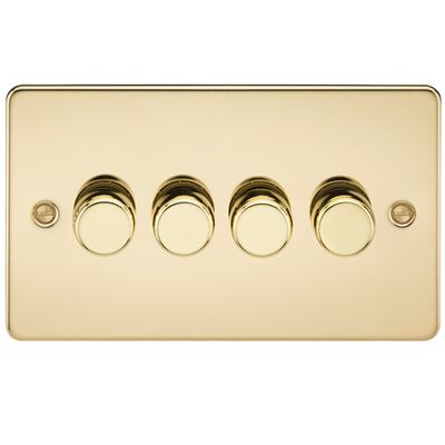 Picture of 4GANG 2WAY  DIMMER   FLAT PLATE
10-200W/LED 5-150W POLISHED BRASS