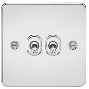 Picture of 2GANG 2WAY  TOGGLE SWITCH  FLAT PLATE
POLISHED CHROME