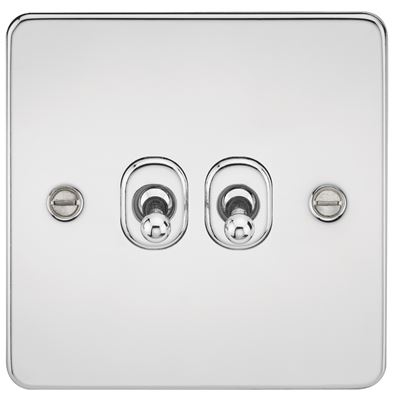 Picture of 2GANG 2WAY  TOGGLE SWITCH  FLAT PLATE
POLISHED CHROME