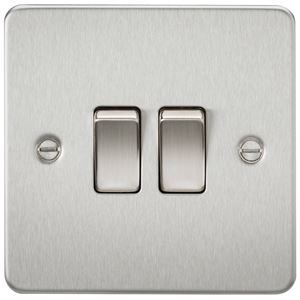 Picture of 2GANG 2WAY  SWITCH FLAT PLATE
BRUSHED CHROME
