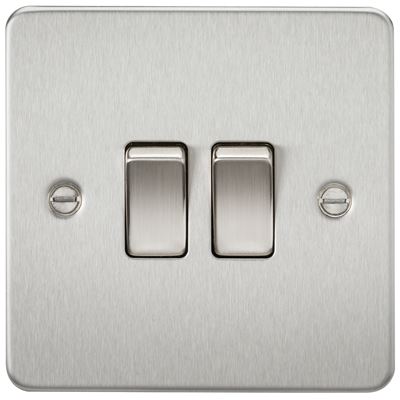 Picture of 2GANG 2WAY  SWITCH FLAT PLATE
BRUSHED CHROME