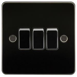 Picture of 3GANG 2WAY  SWITCH  FLAT PLATE
GUNMETAL