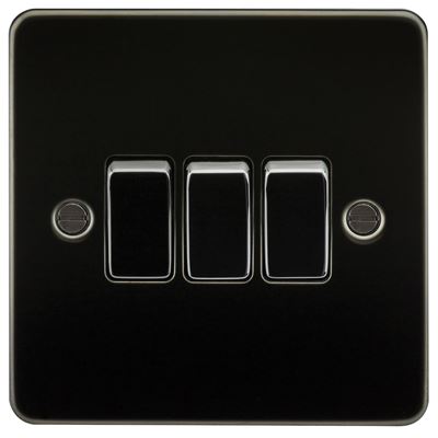 Picture of 3GANG 2WAY  SWITCH  FLAT PLATE
GUNMETAL