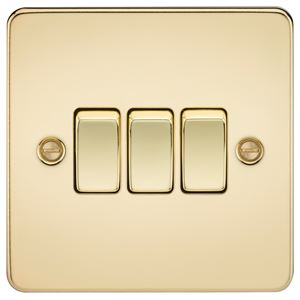 Picture of 3GANG 2WAY  SWITCH  FLAT PLATE
POLISHED BRASS