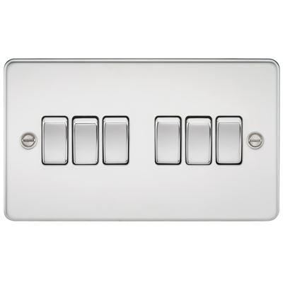 Picture of 6GANG 2WAY  SWITCH  FLAT PLATE
POLISHED CHROME