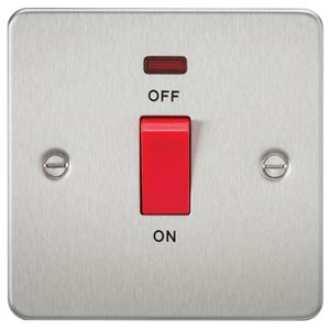 Picture of 45A DP  SWITCH  C/W NEON FLAT PLATE
1 GANG BRUSHED CHROME