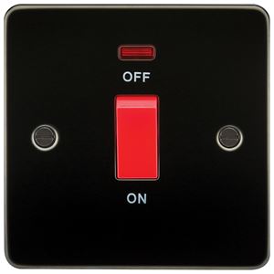 Picture of 45A DP  SWITCH  C/W NEON FLAT PLATE
1 GANG GUNMETAL