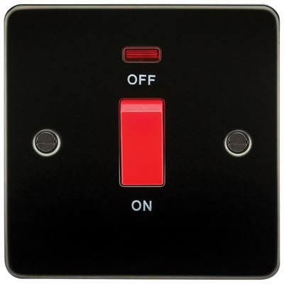 Picture of 45A DP  SWITCH  C/W NEON FLAT PLATE
1 GANG GUNMETAL