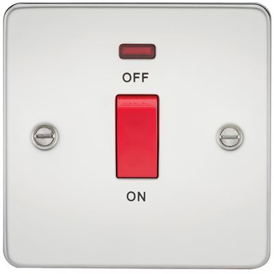 Picture of 45A DP  SWITCH  C/W NEON FLAT PLATE
1 GANG POLISHED CHROME