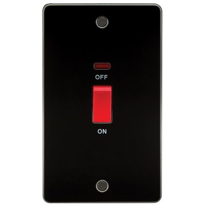 Picture of 45A DP  SWITCH  C/W NEON FLAT PLATE
2 GANG GUNMETAL