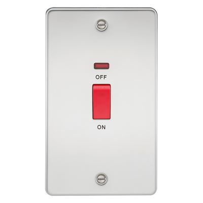 Picture of 45A DP  SWITCH  C/W NEON FLAT PLATE
2 GANG POLISHED CHROME