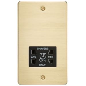 Picture of 115V/230V SHAVER SOCKET  PLATE
BLACK  INSERT BRUSHED BRASS