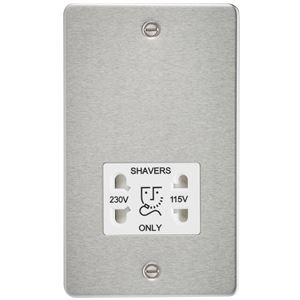 Picture of 115V/230V SHAVER SOCKET  PLATE
WHITE  INSERT BRUSHED CHROME