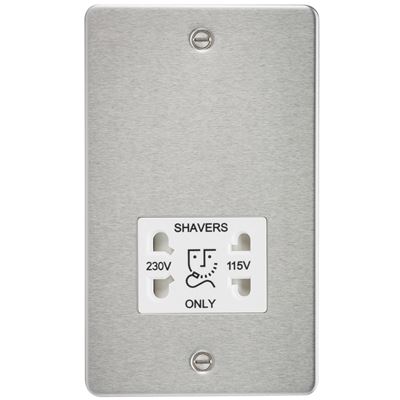 Picture of 115V/230V SHAVER SOCKET  PLATE
WHITE  INSERT BRUSHED CHROME
