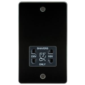 Picture of 115V/230V SHAVER SOCKET  PLATE
BLACK  INSERT GUNMETAL