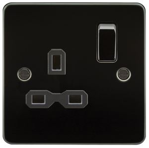 Picture of 1 GANG SWITCHED SOCKET FLAT PLATE
BLACK  INSERT GUNMETAL