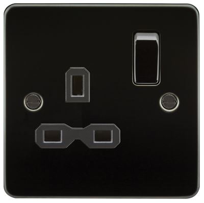 Picture of 1 GANG SWITCHED SOCKET FLAT PLATE
BLACK  INSERT GUNMETAL