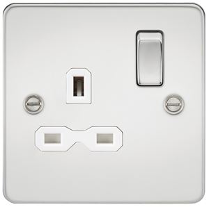 Picture of 1 GANG SWITCHED SOCKET FLAT PLATE
WHITE INSERT POLISHED CHROME