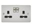 Picture of 2 GANG SOCKET FLAT PLATE
BLACK  INSERT BRUSHED CHROME