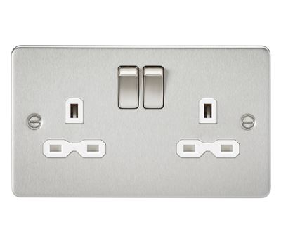 Picture of 2 GANG SOCKET FLAT PLATE
WHITE  INSERT BRUSHED CHROME