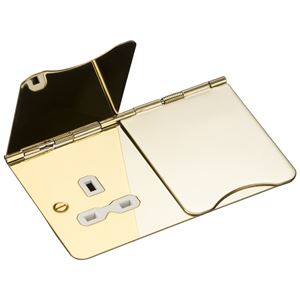 Picture of POLISHED BRASS13a floor socket 2 gang