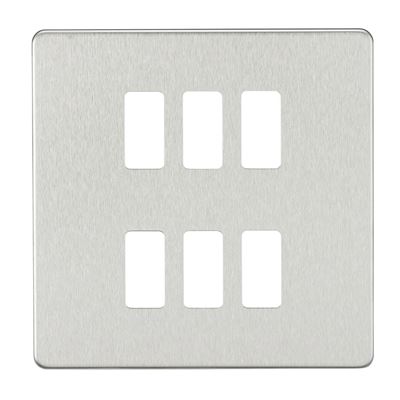 Picture of 6 GANG PLATE BRUSHED CHROME GRID PLATE
SWITCH PLATE KNIGHTSBRIDGE
