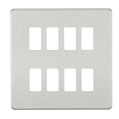 Picture of 8 GANG PLATE BRUSHED CHROME GRID PLATE
SWITCH PLATE KNIGHTSBRIDGE