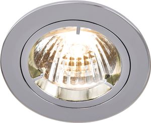 Picture of GU10 Die Cast Round Downlight CHROME locking front rim for easy lamp replacement single clip fix