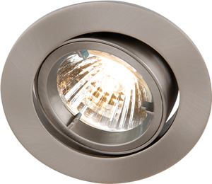 Picture of GU10 Die Cast Round Gimbal SATIN DL007SClocking front ring for easy lamp replacement30deg variable angle; single clip fix