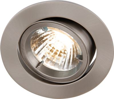 Picture of GU10 Die Cast Round Gimbal SATIN DL007SClocking front ring for easy lamp replacement30deg variable angle; single clip fix
