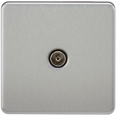 Picture of 1 GANG COAX OUTLET  SCREWLESS FLAT PLATE
BRUSHED CHROME