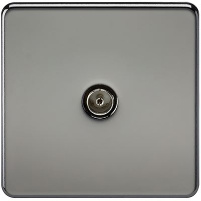 Picture of 1 GANG COAX OUTLET  SCREWLESS FLAT PLATE
BLACK NICKEL