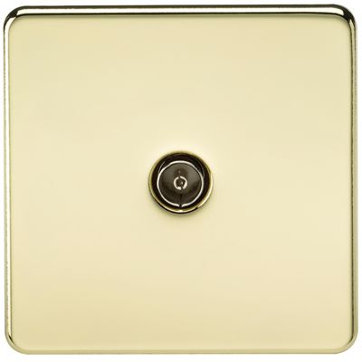 Picture of 1 GANG COAX OUTLET  SCREWLESS FLAT PLATE
POLISHED BRASS