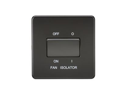 Picture of 1 FAN ISOLATOR SWITCH  SCREWLESS FLAT PLATE
MATT BLACK 