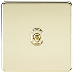 Picture of 1 GANG INTERMEDIATE  TOGGLE SWITCH
SCREWLESS FLAT PLATE POLISHED BRASS