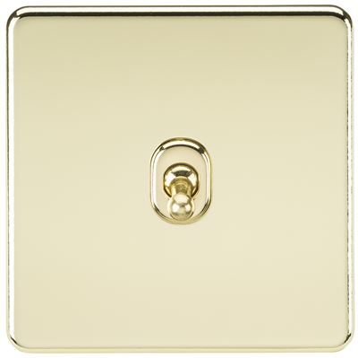 Picture of 1 GANG INTERMEDIATE  TOGGLE SWITCH
SCREWLESS FLAT PLATE POLISHED BRASS