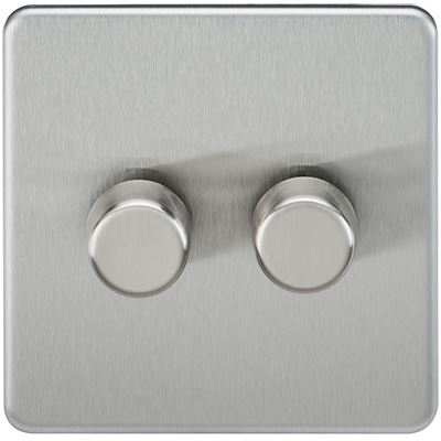 Picture of 2GANG 2WAY  DIMMER  SCREWLESS
10-200W/5-150W LED BRUSHED CHROME