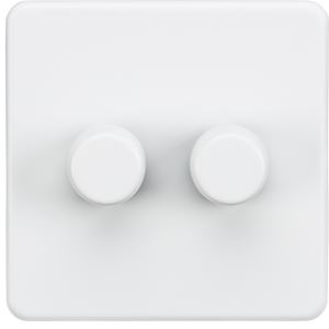 Picture of 2GANG 2WAY  DIMMER  SCREWLESS
10-200W/5-150W LED MATT WHITE